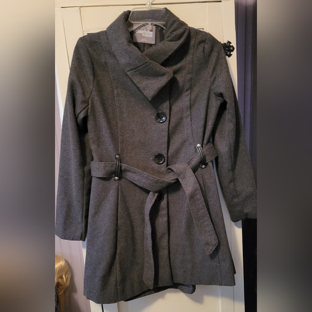 Gray Pea Coat Small Wool Blend Small But Fits More Like An Extra Small